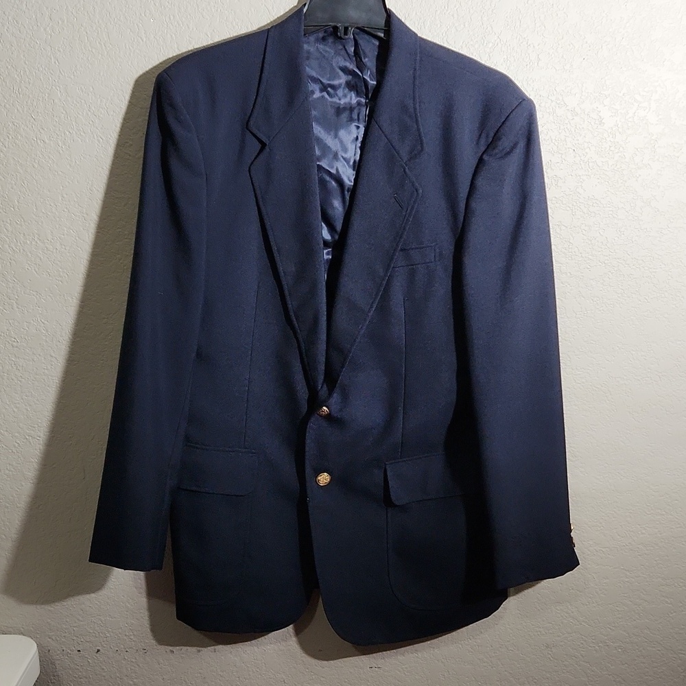 Vintage Hill & Archer Wool Blend Suit Navy Blue 40R HAS FLAWS SEE DESCRIPTION